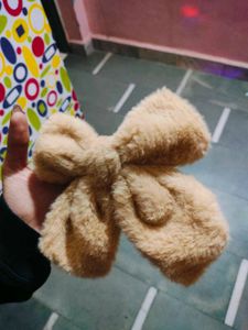 Fuzzy Beige Hair Tie