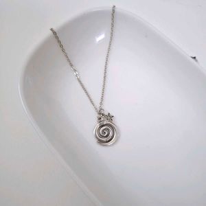 Silver Spiral & Star Charm Anti Tarnish Necklace