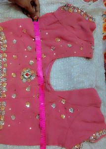 Pink Embroidered Saree with Blouse