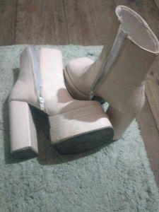 Beige Platform Ankle Boots