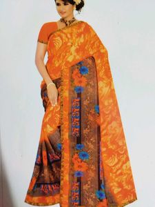 Elegant Orange Floral Saree