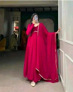 New Stayle Beautiful Women Gown Dupatta Dress Ne
