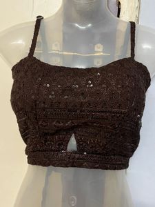 Pintrest padded sequins brown top