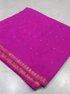 Pink Saree with Gold Border