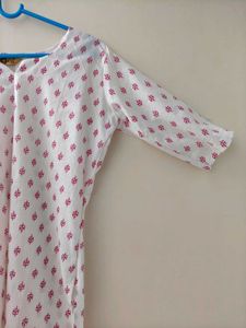 White And Pink Short Kurti For Daily Wear