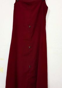 Vintage-Look Dark Red Square Strap Sleeveless