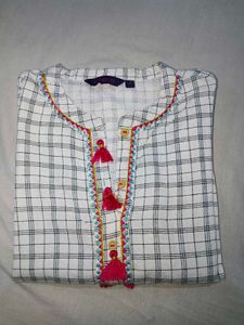 Checkered Kurta with Tassels
