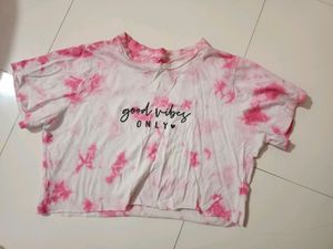 Crop Top Pink And White