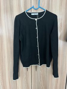 Mango Contrast Trim Cardigan