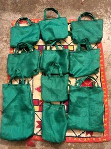 Green silk Tote Bags (Set of 10)