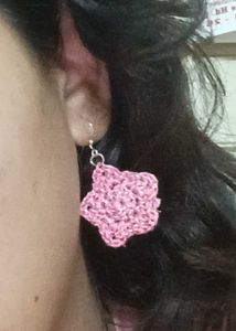 Pink Crochet Star Earrings