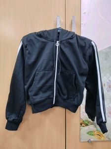 Striped Sleeve Black Hoodie (E)