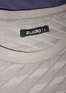 Zudio Olive Green Textured Tee