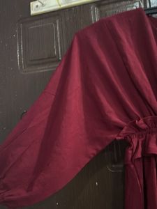 Maroon Snitched Waist Top