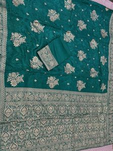 Emerald Green Banarasi Silk Saree- New