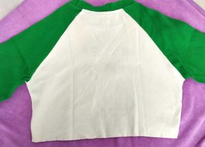 A Green nd White Cute Crop Top