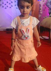 Cute Peach Bunny Jumper Dress