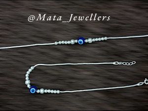 Evil Eye Beaded 92.5 Sterling Silver Chain Anklet