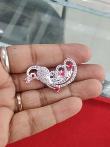Silver Peacock Saree Pin
