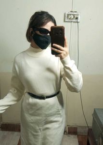 Cream Knit Midi Dress