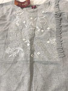 Grey Embroidered Kurta