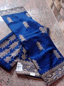 Elegant Blue & Gold Embroidered Salwar Kameez