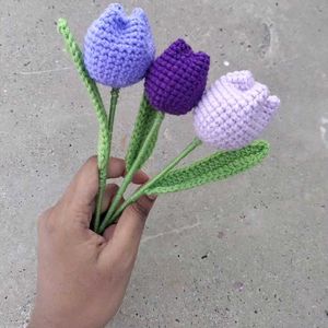 Crocheted Purple Tulip ( randome colour ) Any 2