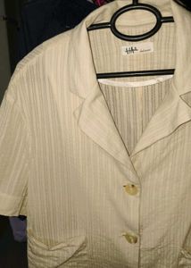 Beige Short Sleeve Blazer