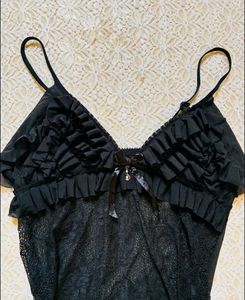 mesh Gothic babydoll lace ruffle black cami 🦇🖤