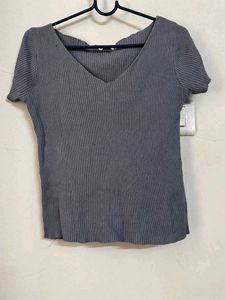 Ribbed V-Neck Top