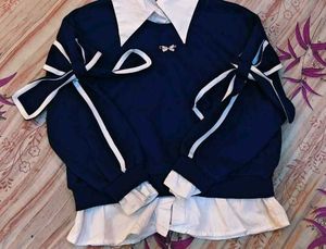 Navy &amp; White Bow Top