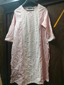 ✨ Pink Cotton Embroidered Kurta ✨