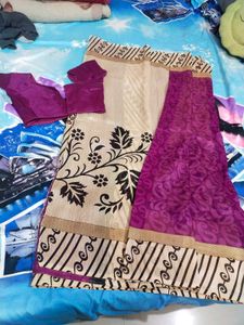 Pink Cream Preety Saree