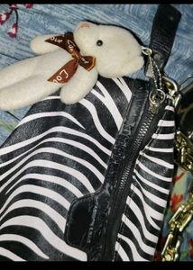 Zebra Print Chain Shoulder Bag