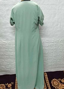 Sea Green Long Maxi Gown With High Slit