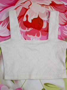 (407)White Ribbed Tank Top