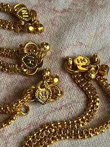 Set Of 2 - Gold Color Anklets - Simple And Elegant