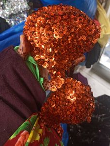 Sequin Designer Top Bra Hot Party Orange