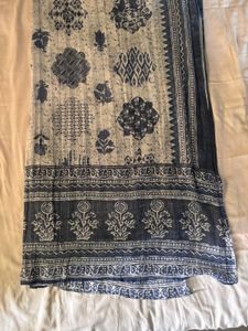 BLUE FLORAL PRINT COTTON  KURTA SET