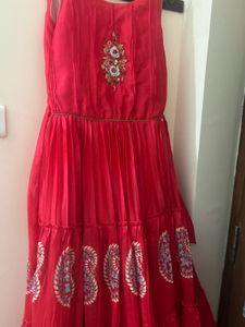 Red Dress with Floral Details