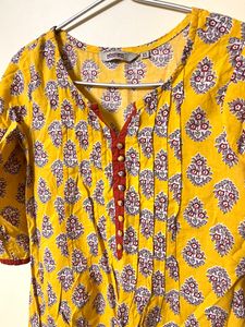 Yellow Printed flowy Kurta