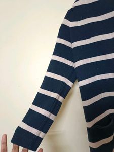 Black And Beige Strip Winter Wear Top