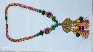Women Gold Toned Handcrafted Multicolour Necklace
