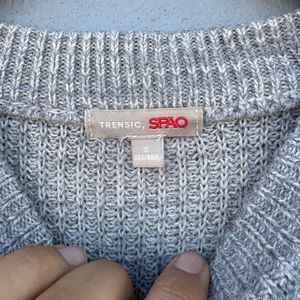 Gray Knit Pullover Sweater