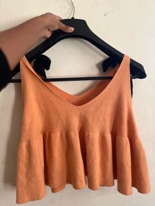 Peach Tie-Strap Knit Tank