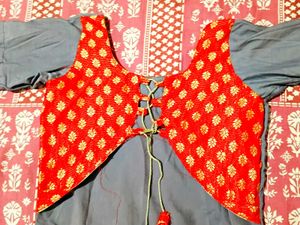 Grey &amp; Red Kurta