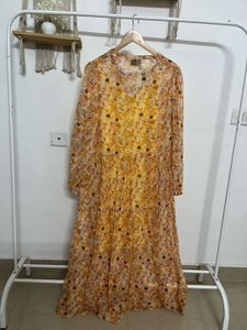 NEO NOIR A-Line Flared Yellow Maxi Dress