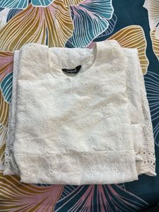 white long chikankari kurta