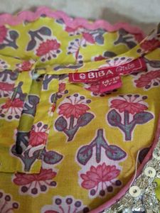 Girls Lime Green &amp; Pink Floral Sharara Se