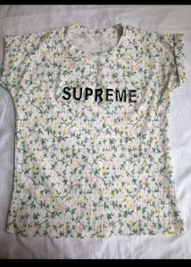 Cotton Lycra Imported Floral Tshirt